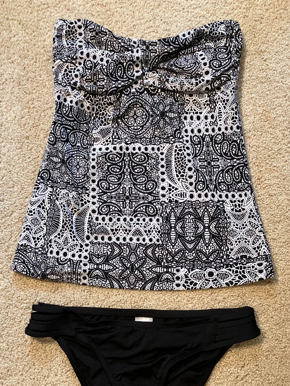Mossimo Tankini, Bottom - Small, Top - X-Small, Black and White